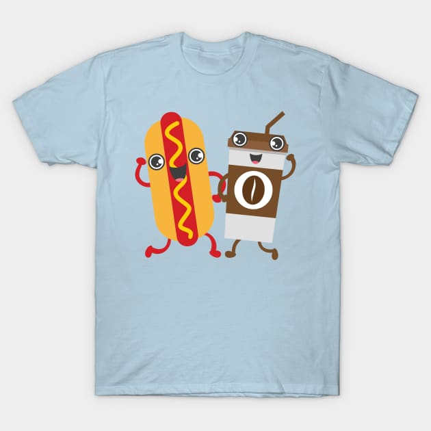 Hotdog & Coffee T-Shirt by Plushism